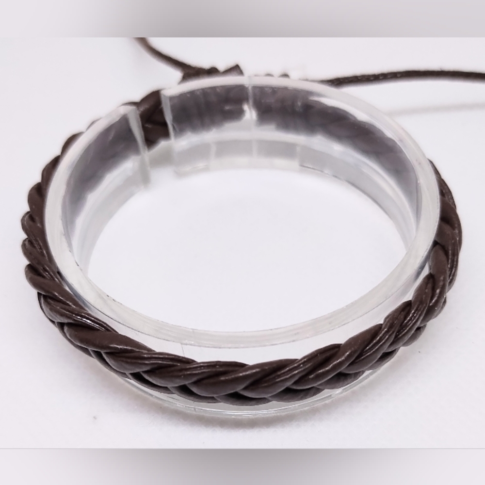 Men's Bracelet Leather‎ Braided Brown New f27